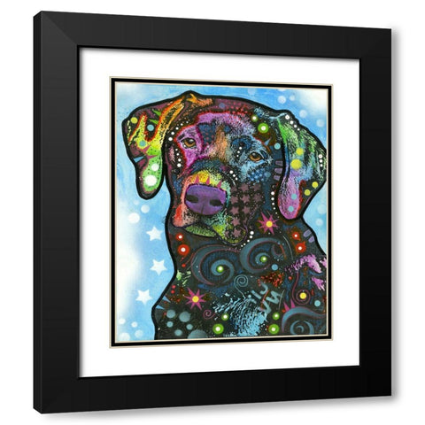 Blue Lab Black Modern Wood Framed Art Print with Double Matting by Dean Russo Collection