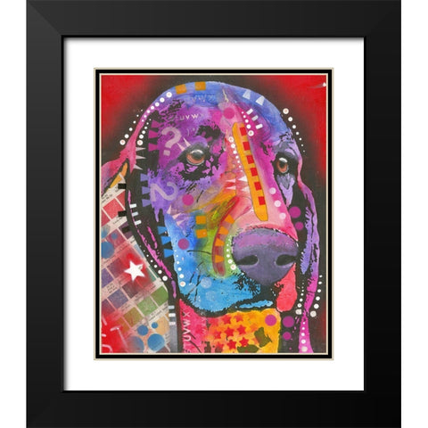 Pantone Pop Basset Hound Black Modern Wood Framed Art Print with Double Matting by Dean Russo Collection