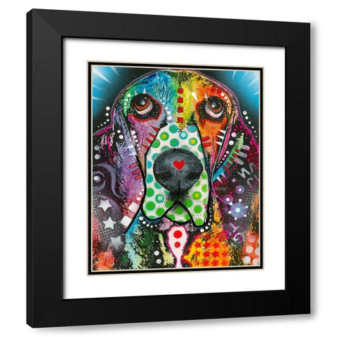 Basset Hound Original Black Modern Wood Framed Art Print with Double Matting by Dean Russo Collection