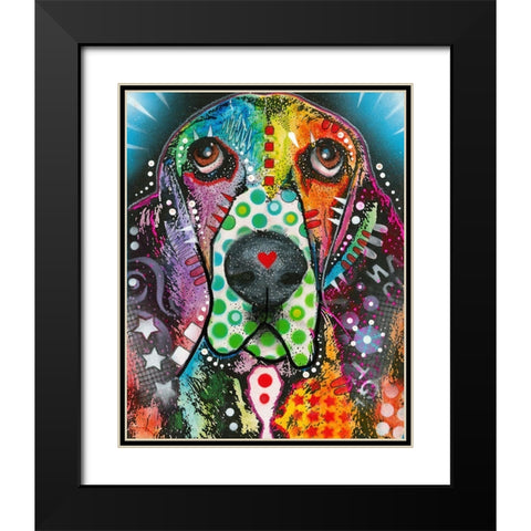 Basset Hound Original Black Modern Wood Framed Art Print with Double Matting by Dean Russo Collection