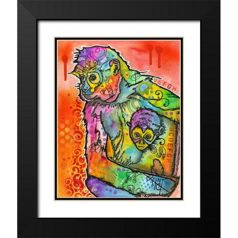 Monkey 1 Black Modern Wood Framed Art Print with Double Matting by Dean Russo Collection