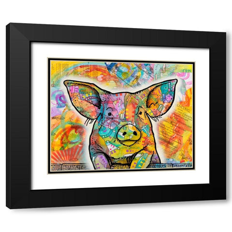 The Pig Black Modern Wood Framed Art Print with Double Matting by Dean Russo Collection
