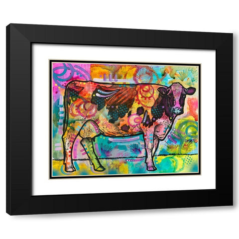 Cow - Mooove Over Rover Black Modern Wood Framed Art Print with Double Matting by Dean Russo Collection