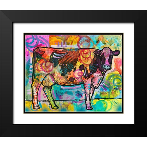 Cow - Mooove Over Rover Black Modern Wood Framed Art Print with Double Matting by Dean Russo Collection