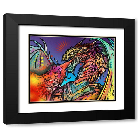Dragon Fire Black Modern Wood Framed Art Print with Double Matting by Dean Russo Collection