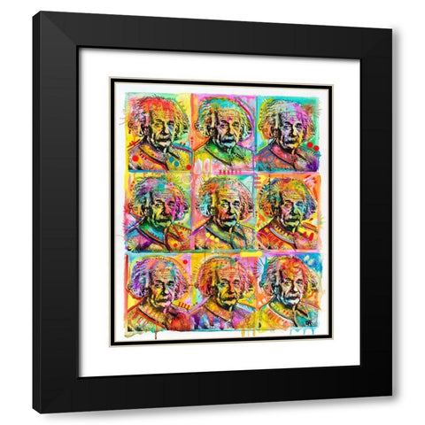 Einstein - 9 Patch Black Modern Wood Framed Art Print with Double Matting by Dean Russo Collection