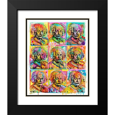 Einstein - 9 Patch Black Modern Wood Framed Art Print with Double Matting by Dean Russo Collection