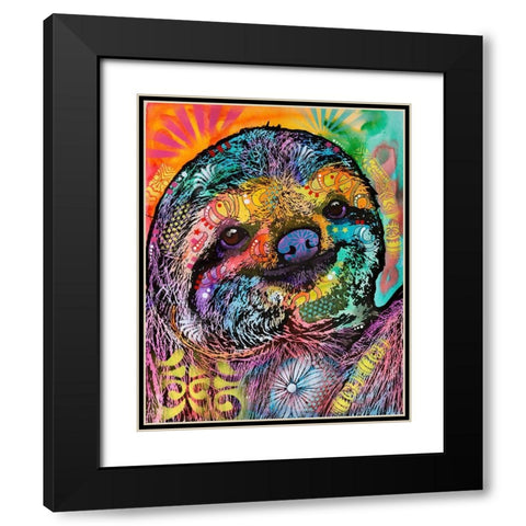 Sloth Smile Black Modern Wood Framed Art Print with Double Matting by Dean Russo Collection