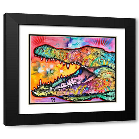 Alligator Black Modern Wood Framed Art Print with Double Matting by Dean Russo Collection