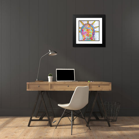 Buddha Liberty Black Modern Wood Framed Art Print with Double Matting by Dean Russo Collection