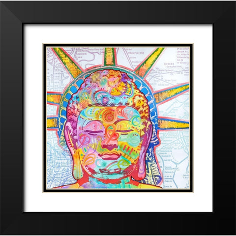 Buddha Liberty Black Modern Wood Framed Art Print with Double Matting by Dean Russo Collection