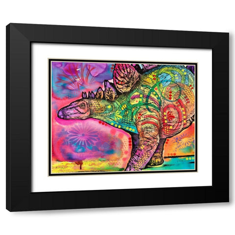 Stegosaurus Black Modern Wood Framed Art Print with Double Matting by Dean Russo Collection