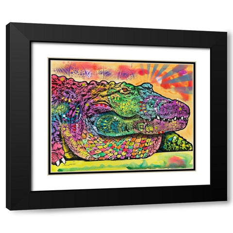 In a While Crocodile Black Modern Wood Framed Art Print with Double Matting by Dean Russo Collection