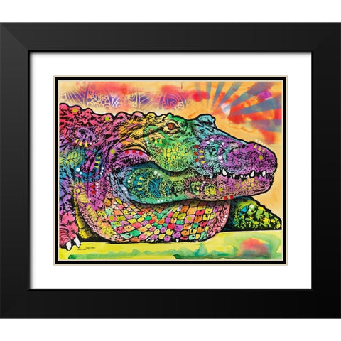 In a While Crocodile Black Modern Wood Framed Art Print with Double Matting by Dean Russo Collection