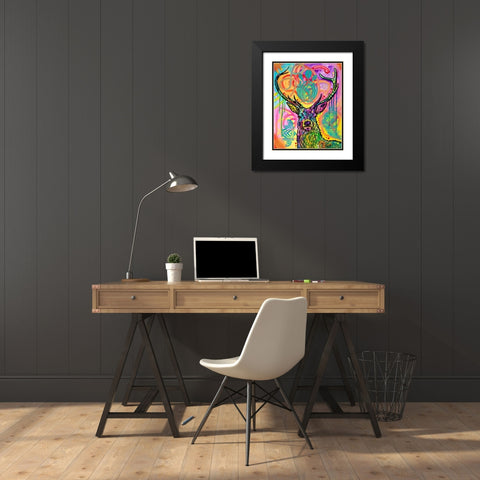 Stag Black Modern Wood Framed Art Print with Double Matting by Dean Russo Collection