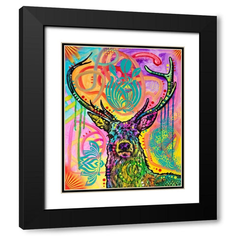 Stag Black Modern Wood Framed Art Print with Double Matting by Dean Russo Collection