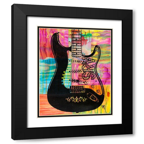 SRV Guitar Black Modern Wood Framed Art Print with Double Matting by Dean Russo Collection