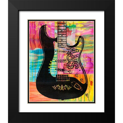 SRV Guitar Black Modern Wood Framed Art Print with Double Matting by Dean Russo Collection