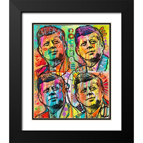 JFk 4 up Black Modern Wood Framed Art Print with Double Matting by Dean Russo Collection