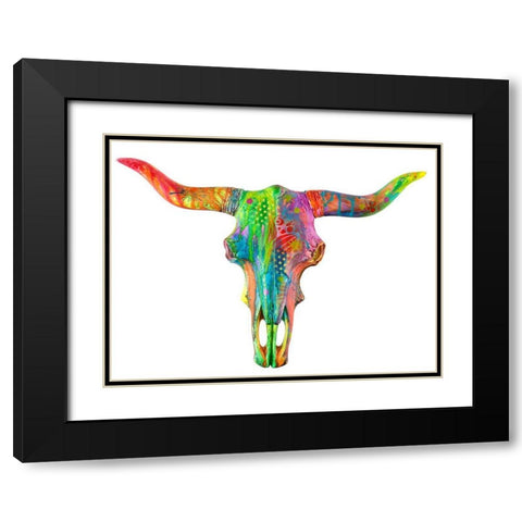 Longhorn Black Modern Wood Framed Art Print with Double Matting by Dean Russo Collection