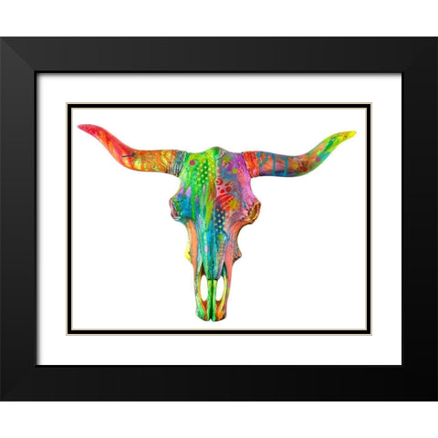 Longhorn Black Modern Wood Framed Art Print with Double Matting by Dean Russo Collection