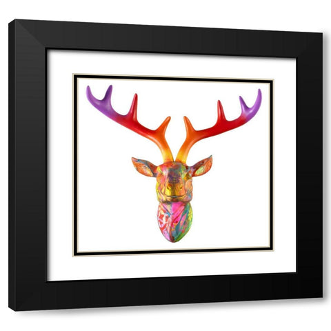 Deer Bust Black Modern Wood Framed Art Print with Double Matting by Dean Russo Collection