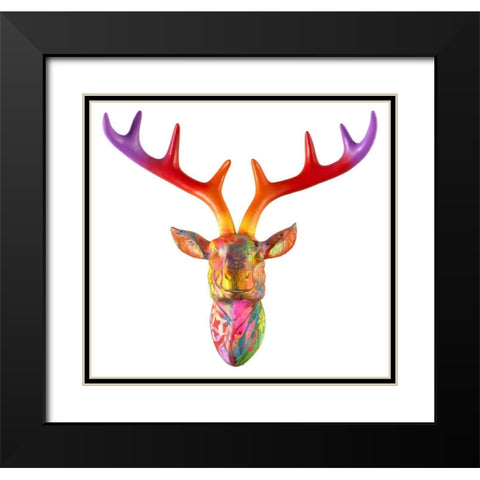 Deer Bust Black Modern Wood Framed Art Print with Double Matting by Dean Russo Collection