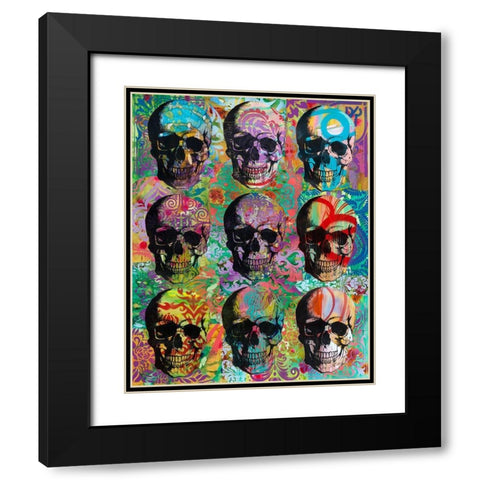 9 Skulls Black Modern Wood Framed Art Print with Double Matting by Dean Russo Collection