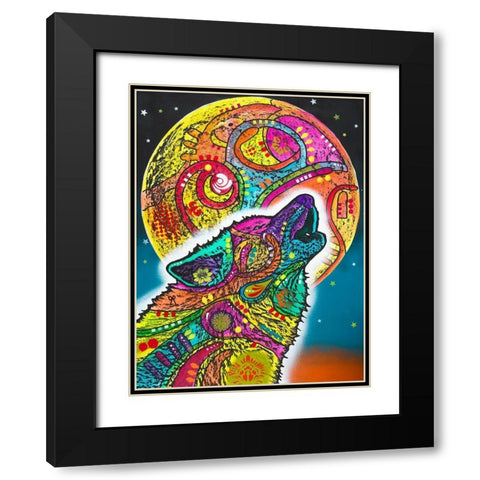 Howling Wolf Black Modern Wood Framed Art Print with Double Matting by Dean Russo Collection