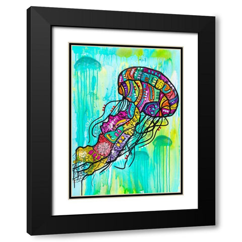 Jellyfish Black Modern Wood Framed Art Print with Double Matting by Dean Russo Collection