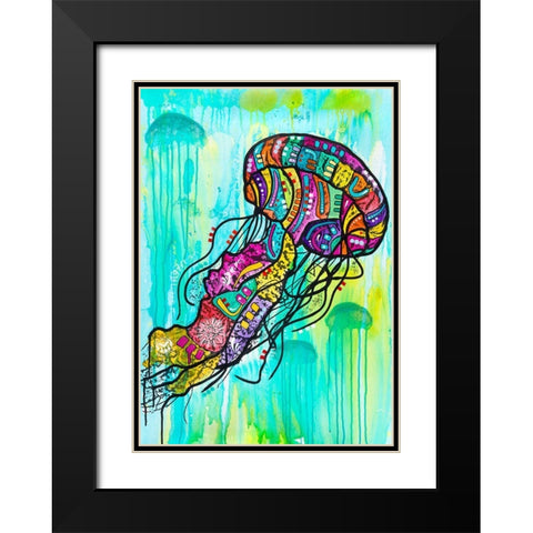 Jellyfish Black Modern Wood Framed Art Print with Double Matting by Dean Russo Collection