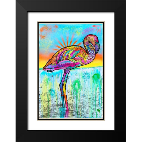 Pink Flamingo Black Modern Wood Framed Art Print with Double Matting by Dean Russo Collection
