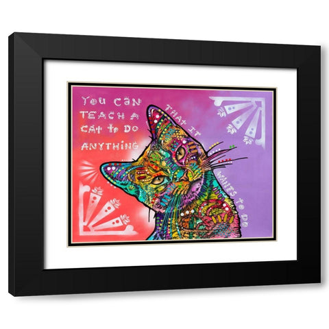 You can teach a cat Black Modern Wood Framed Art Print with Double Matting by Dean Russo Collection