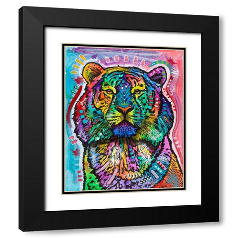 Curious Tiger Black Modern Wood Framed Art Print with Double Matting by Dean Russo Collection