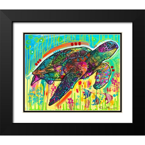 Sea Turtle Black Modern Wood Framed Art Print with Double Matting by Dean Russo Collection