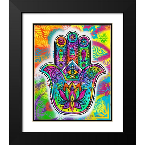 Hamsa 2 Black Modern Wood Framed Art Print with Double Matting by Dean Russo Collection