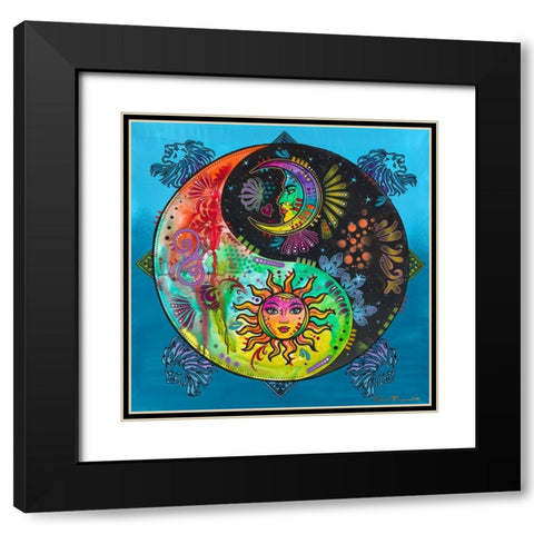 Yin Yang - Sun and Moon Black Modern Wood Framed Art Print with Double Matting by Dean Russo Collection