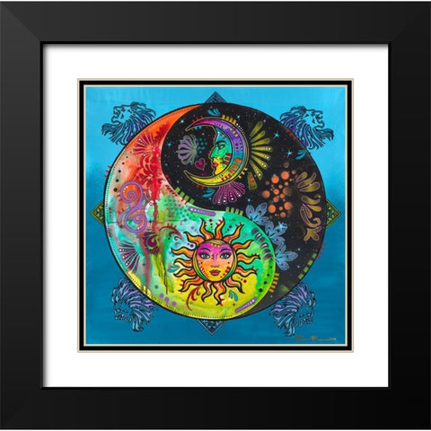Yin Yang - Sun and Moon Black Modern Wood Framed Art Print with Double Matting by Dean Russo Collection