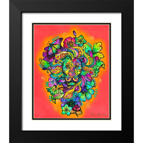 Pretty Kitty Lion Black Modern Wood Framed Art Print with Double Matting by Dean Russo Collection