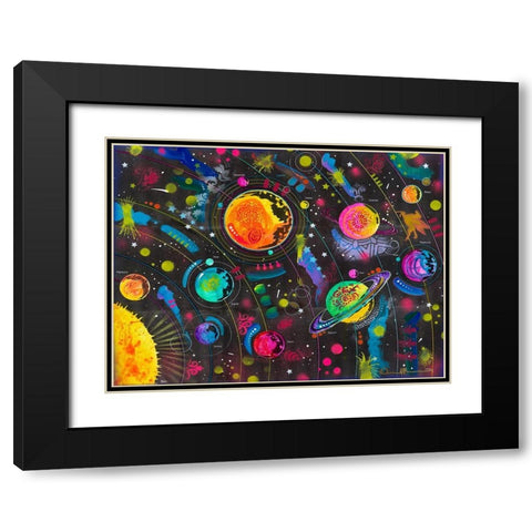 Solar System Black Modern Wood Framed Art Print with Double Matting by Dean Russo Collection