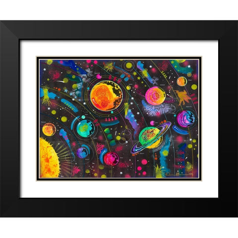 Solar System Black Modern Wood Framed Art Print with Double Matting by Dean Russo Collection