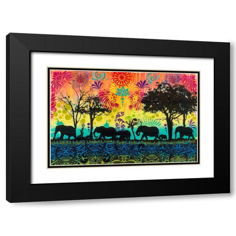 Herd Movements Black Modern Wood Framed Art Print with Double Matting by Dean Russo Collection