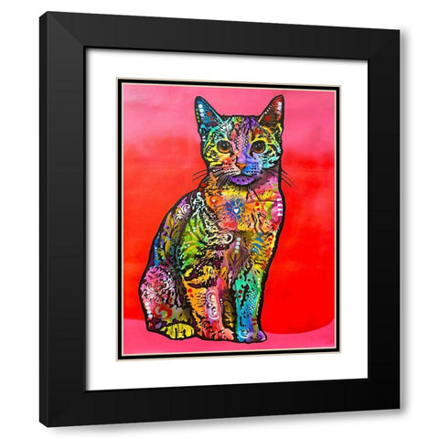 Loving Cat Black Modern Wood Framed Art Print with Double Matting by Dean Russo Collection