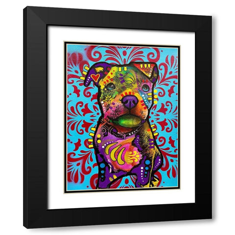 Pittie Pup Black Modern Wood Framed Art Print with Double Matting by Dean Russo Collection