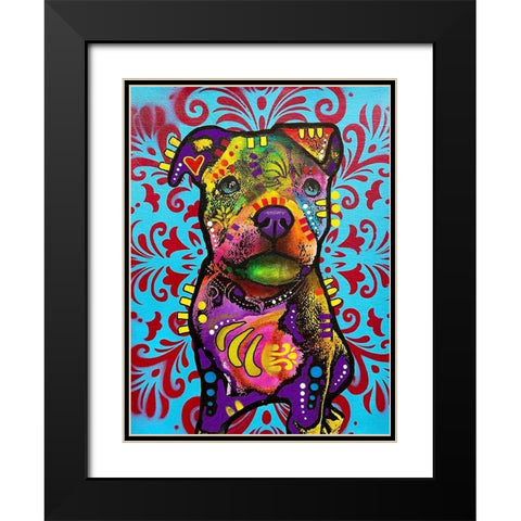 Pittie Pup Black Modern Wood Framed Art Print with Double Matting by Dean Russo Collection
