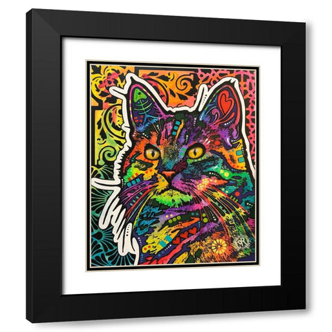 Necessity Cat Black Modern Wood Framed Art Print with Double Matting by Dean Russo Collection