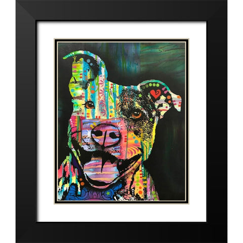 Exhuberant Pit Bull Black Modern Wood Framed Art Print with Double Matting by Dean Russo Collection