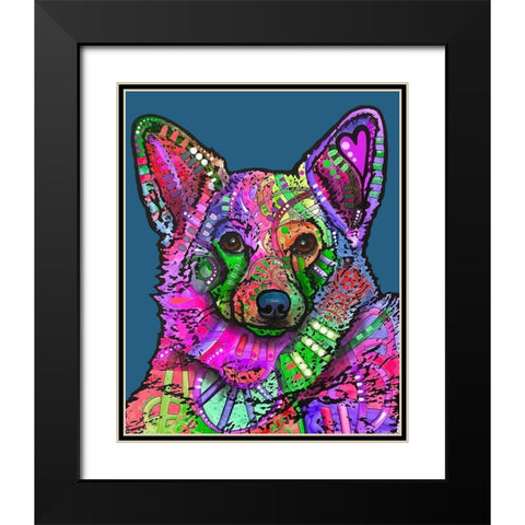Indelible Corgi Black Modern Wood Framed Art Print with Double Matting by Dean Russo Collection