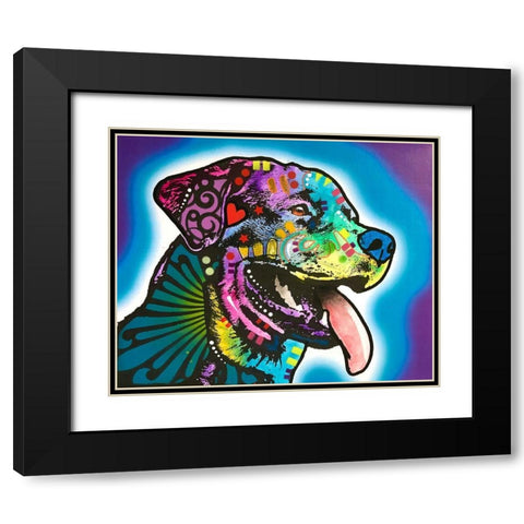 Spoiled Rottie Black Modern Wood Framed Art Print with Double Matting by Dean Russo Collection