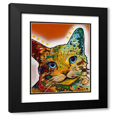 Tilt Cat Earth Tone Black Modern Wood Framed Art Print with Double Matting by Dean Russo Collection